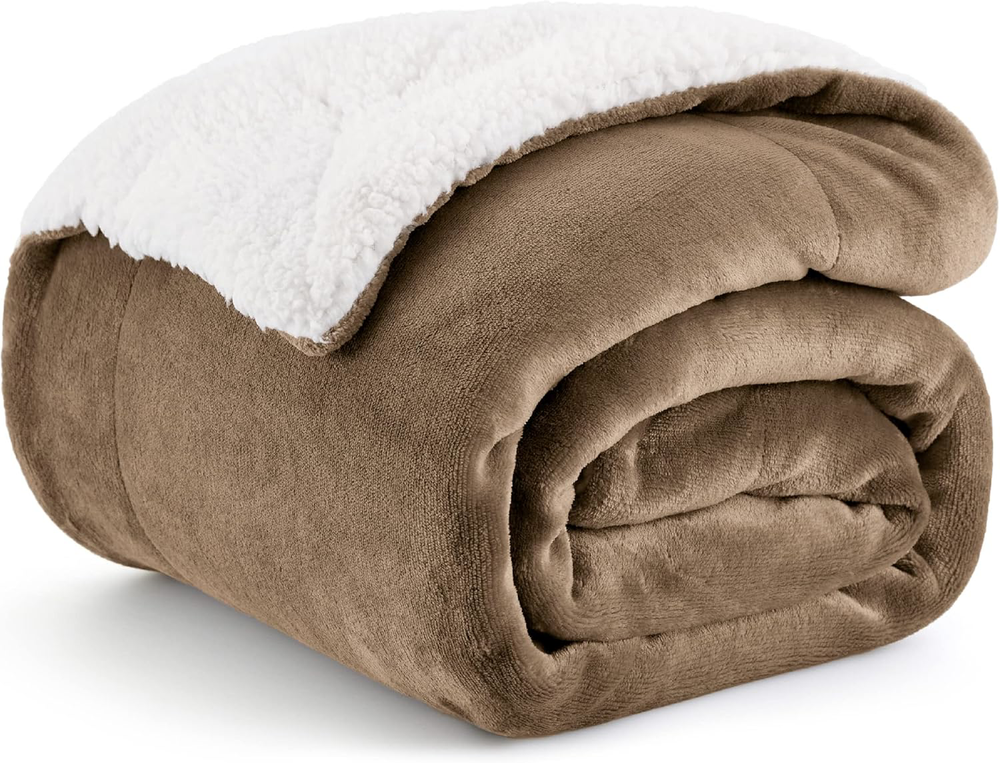 Thick Warm Sherpa Fleece Twin Blanket 60x80 Inches Camel