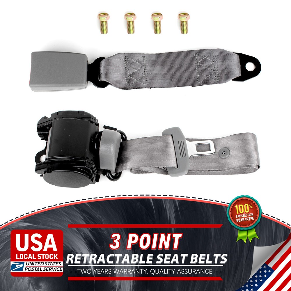 Retractable 3 Point Safety Seat Belt Straps Car Vehicle Adjustable Belt Kit New