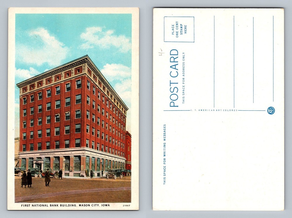 Mason City, IA-Iowa, First National Bank Building Corner View Vintage Postcard