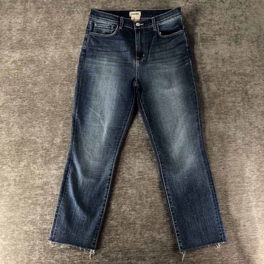 L/AGENCE Women's Denim Blue Jeans Frayed Size 29 Pockets