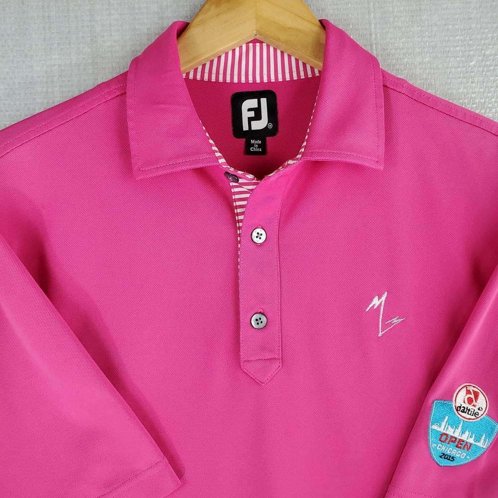 FOOTJOY x CHICAGO Size Medium Pink Performance Polo Shirt Golf Short Sleeves