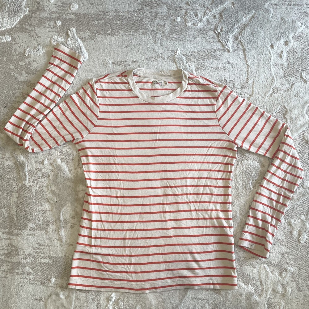 Faherty Striped Long Sleeve Red Beige Lightweight Preppy Women’s Size S