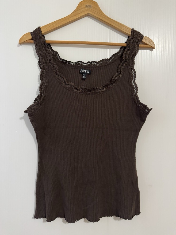 Y2K Apt 9 Cami Top PL Crochet Lace Tank Babydoll Ribbed Fairy Grunge Coquette