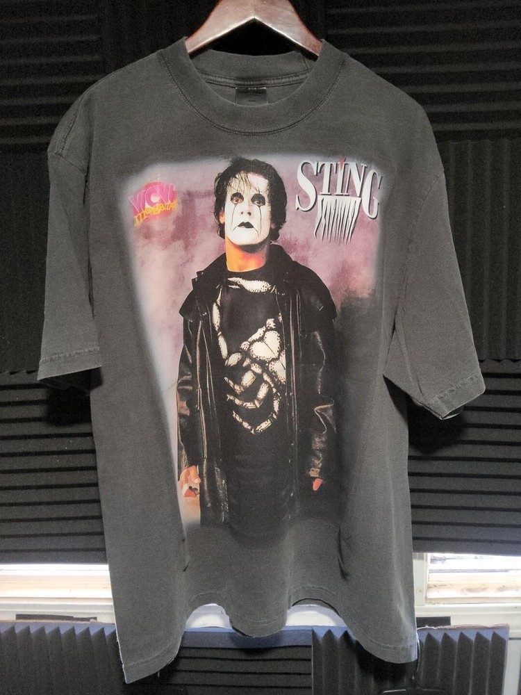 VNTG REPRINT WCW MAGAZINE COVER STING ON SHAKA HEAVY GARMET DYED T SHIRT S-3XL