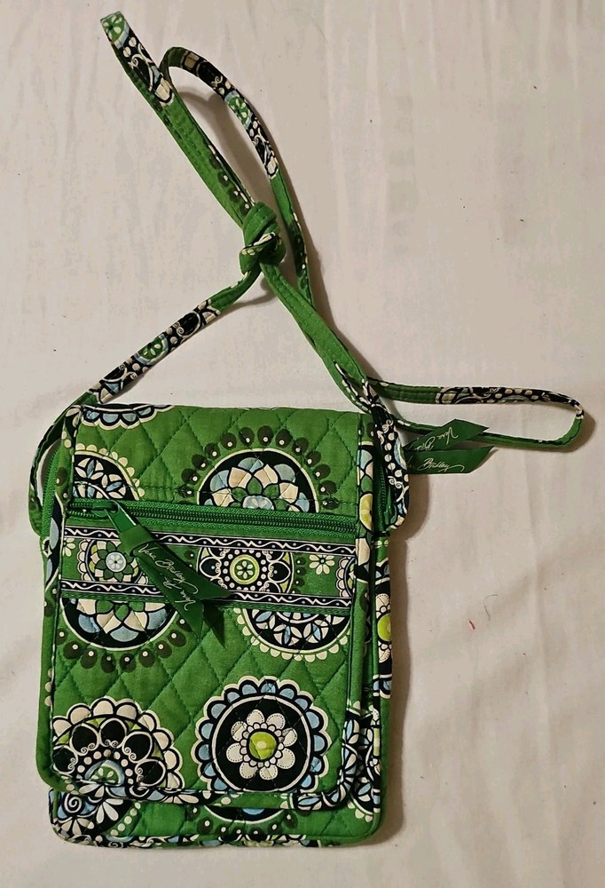 Vera Bradley Mini Hipster Crossbody Shoulder Cupcake Green Paisley Floral Purse