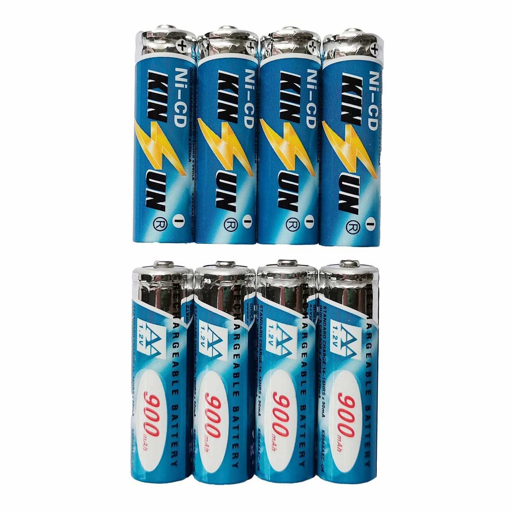 8-Pack Rechargeable Battery 1.2V Ni-Cd AA 900mAh for Outdoor Solar Garden Lig...