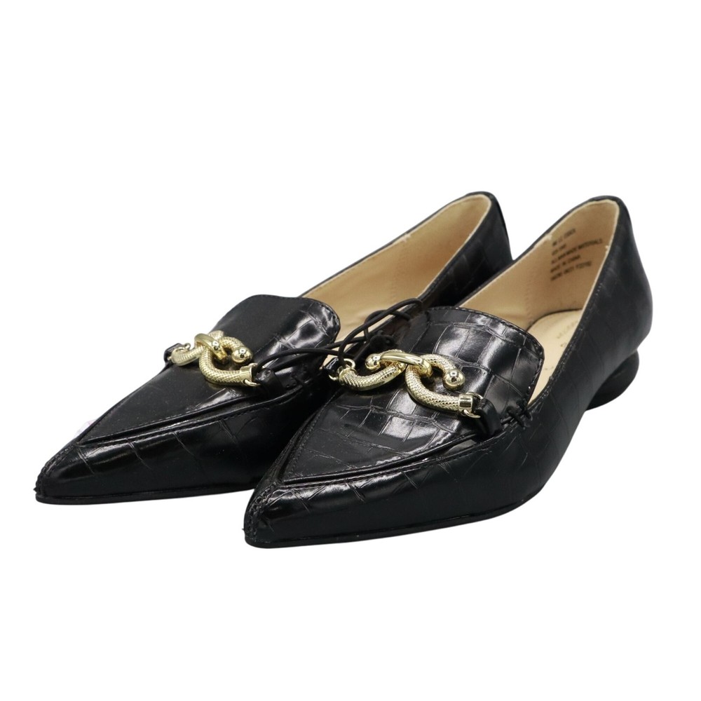 Liz Claiborne Leather Loafers Womens 6M Black Twee Business Elevated Basic NWT