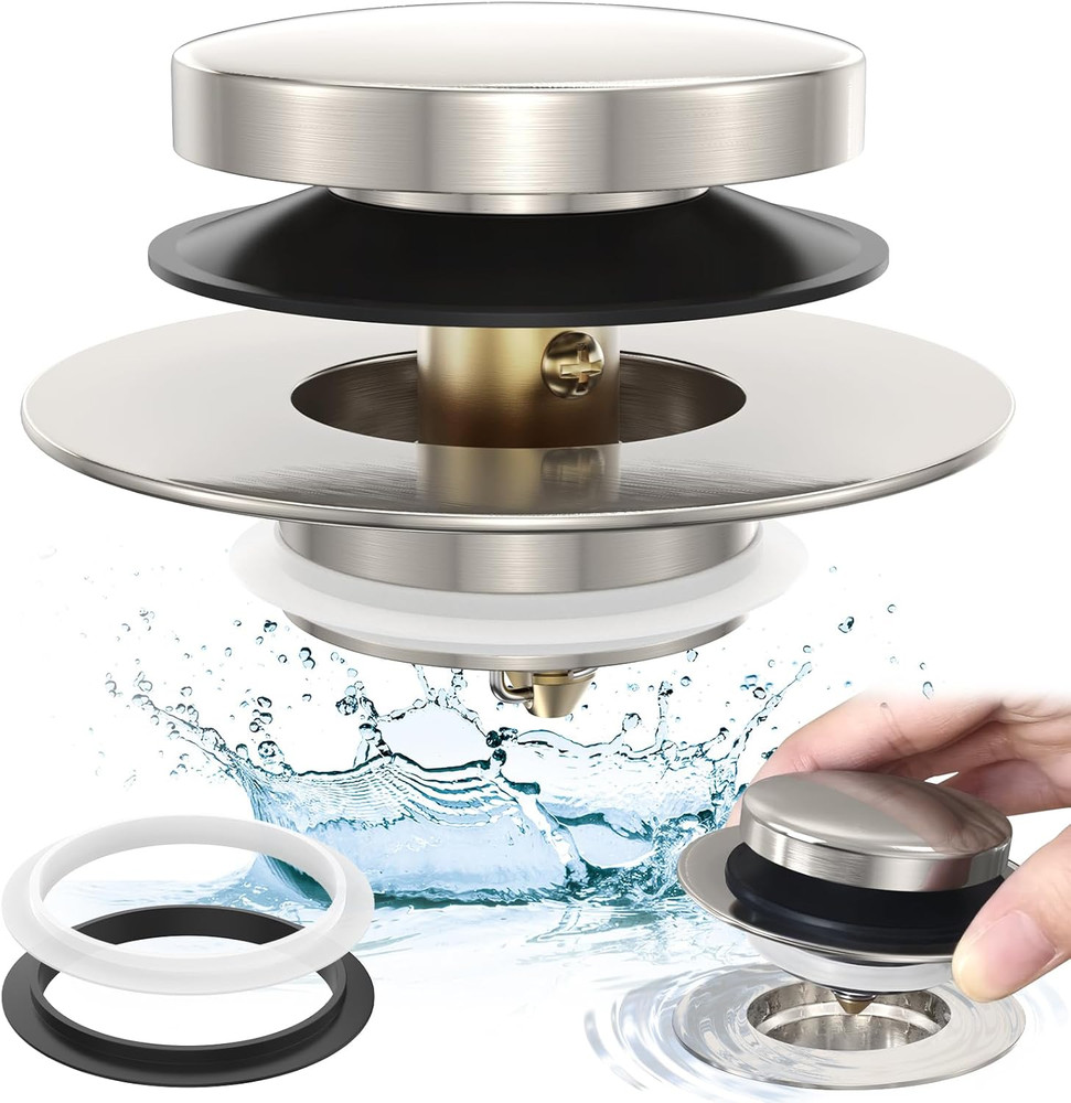 Brushed Nickel Universal Tip Toe Tub Stopper and Drain Conversion Kit