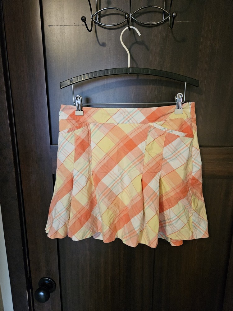 EUC Lady Hagen Women's Pink Plaid Stretch Golf Skort Shorts Skirt Size 4 Small