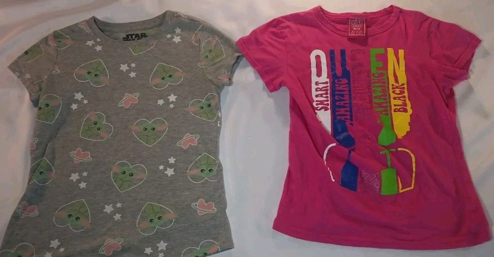 Star Wars - Yoda - Size L 10/12 & Pink Dot - Girls Size 10/12 T-Shirt
