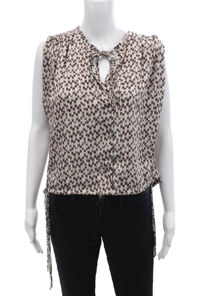 Isabel Marant Etoile Womens Key Hole Neck Tank Top White Brown Size EUR 38Free Shipping in US $100+ Orders | $6.95 Orders Below