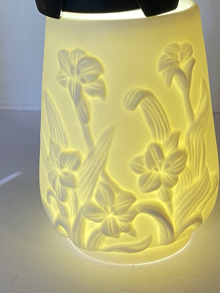 Vintage Bisque Lithophane Floral Votive Candle Fairy Lamp Top Only Cottagecore