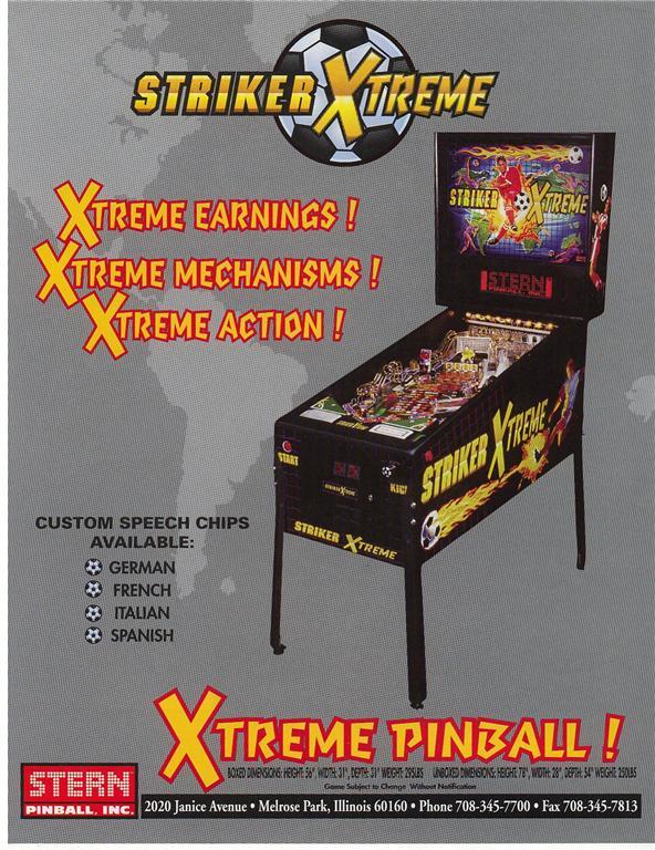 Vintage Striker Xtreme Pinball Flyer NOS Flipper Game Promo Art 2000