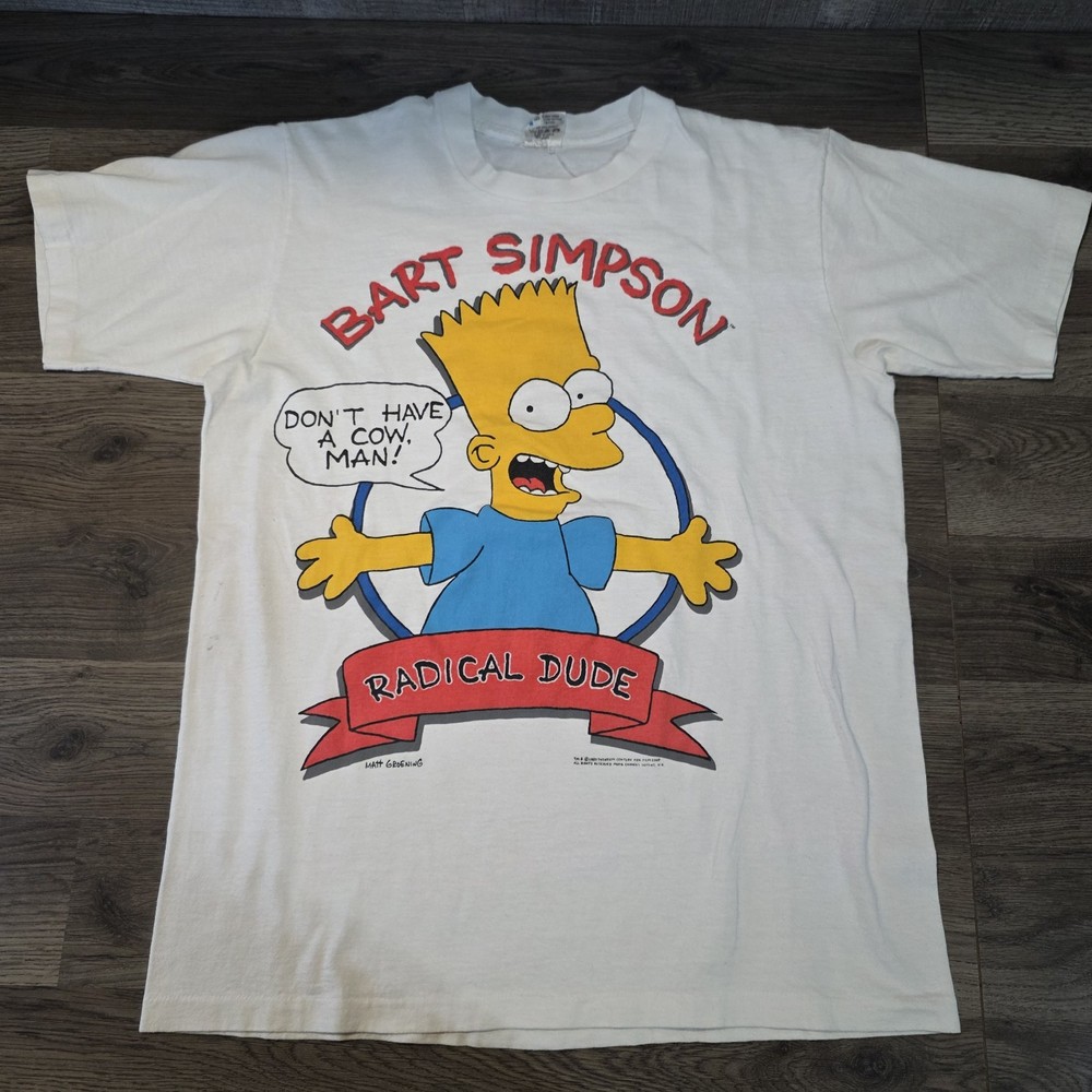 Vintage '89 Bart Simpson Don't Have A Cow Man Single Stitched T-Shirt Size Large