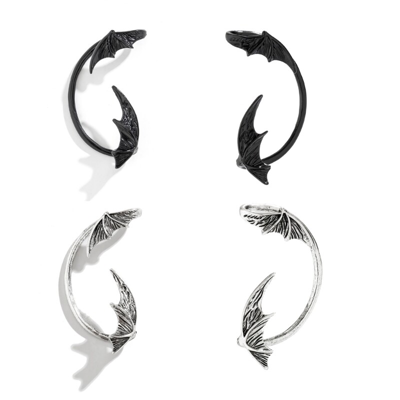 Gothic Bat Wing Ear Cuffs for Women & Teens Non-Pierced Wrap Earrings