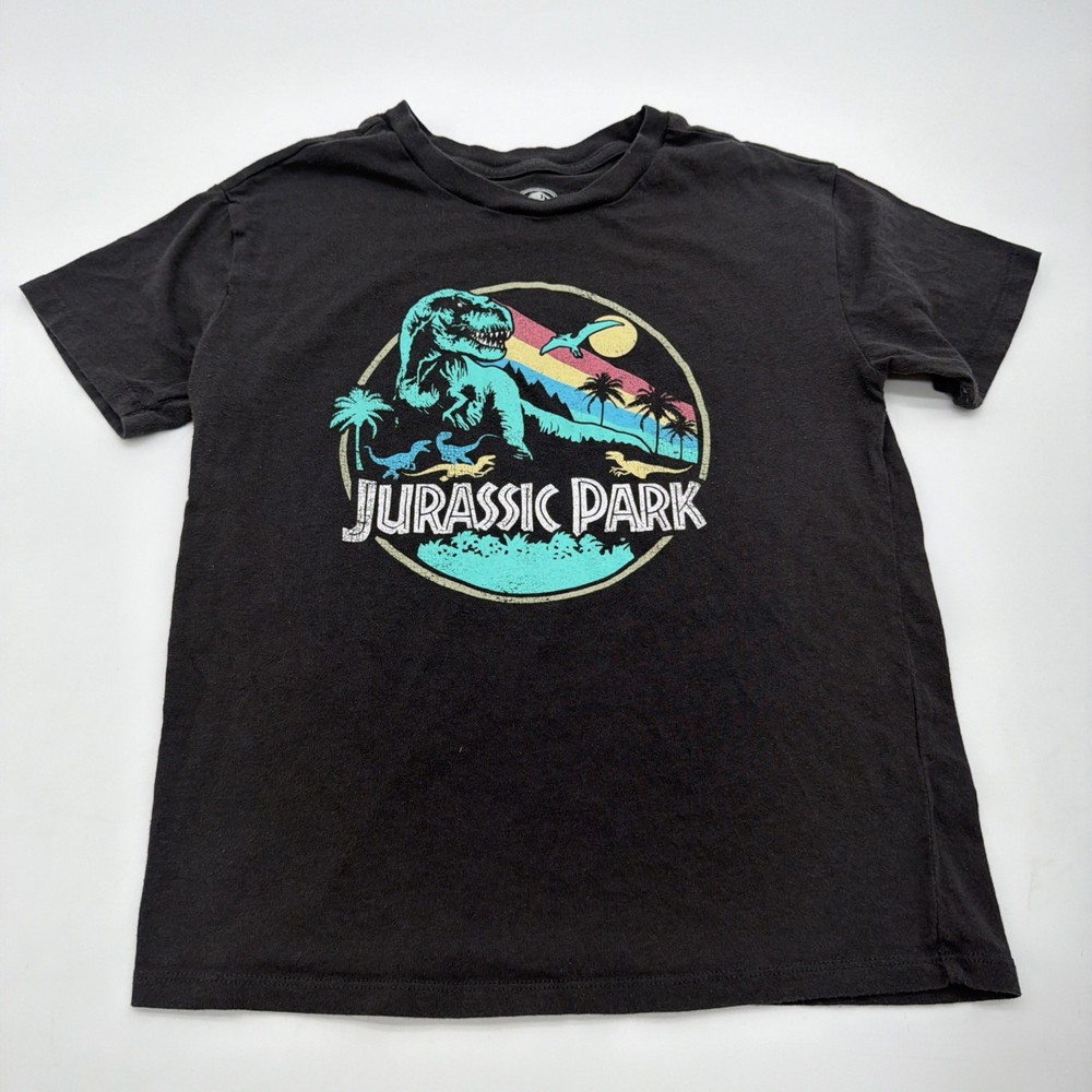 Jurassic World T-shirt Women XS Dark Gray Graphic Print Logo 100% Cotton.#43094
