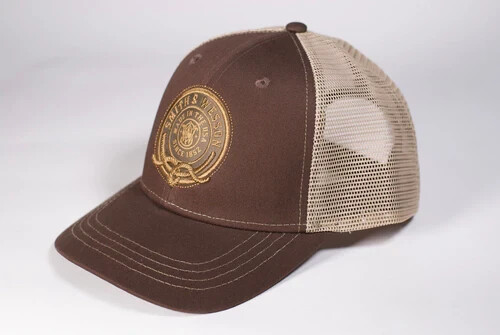 Smith & Wesson *BROWN & TAN Antique Patch Logo* Mesh Back CAP HAT *NEW w/TAG*