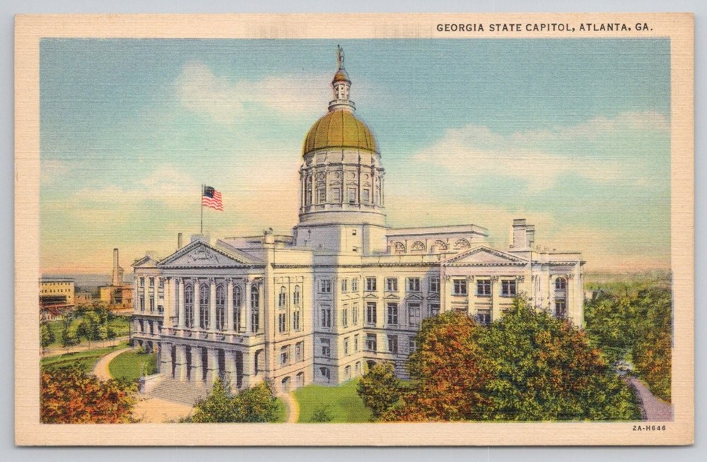Georgia State Capitol Atlanta GA Linen Postcard Curt Teich R&R News Co.