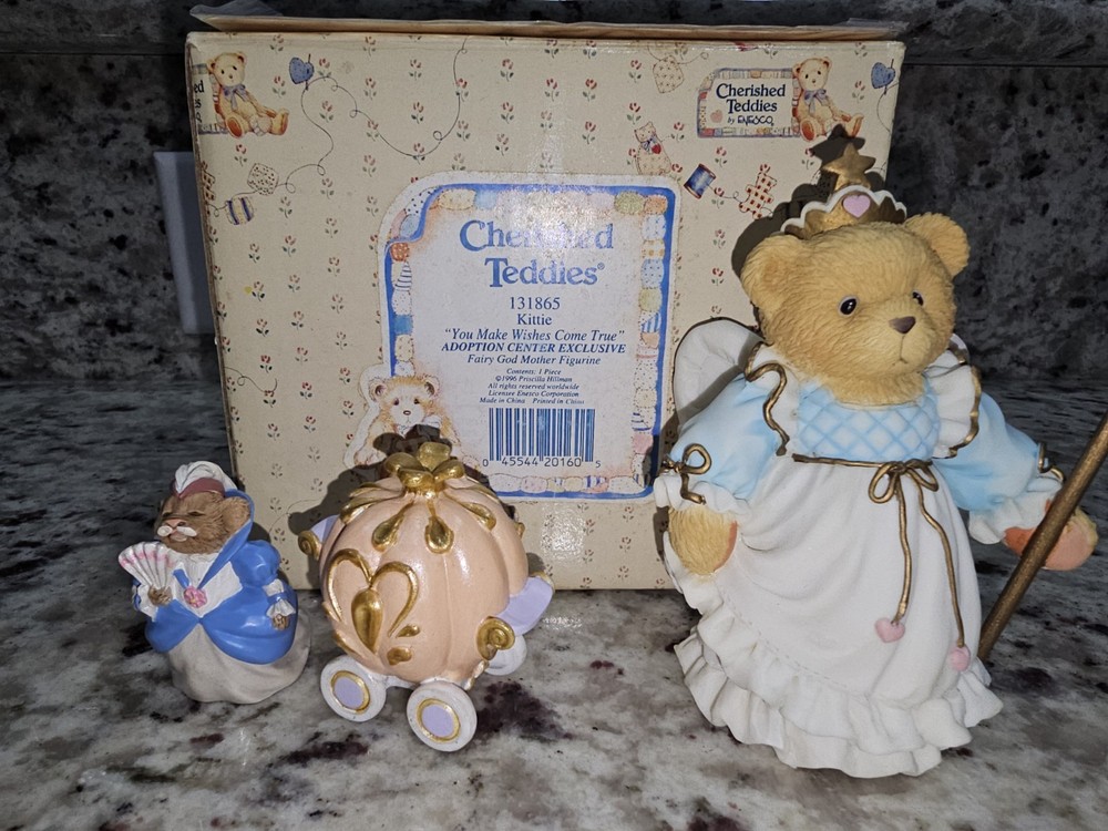 Vintage Enesco Cherished Teddies Kittie Figurine You Make Wishes Come True 1996