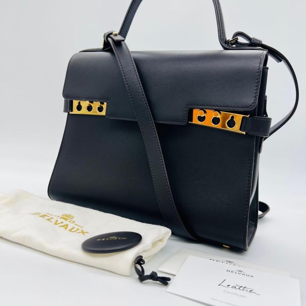 Delvaux Tempate MM Shoulder Bag Brown Leather