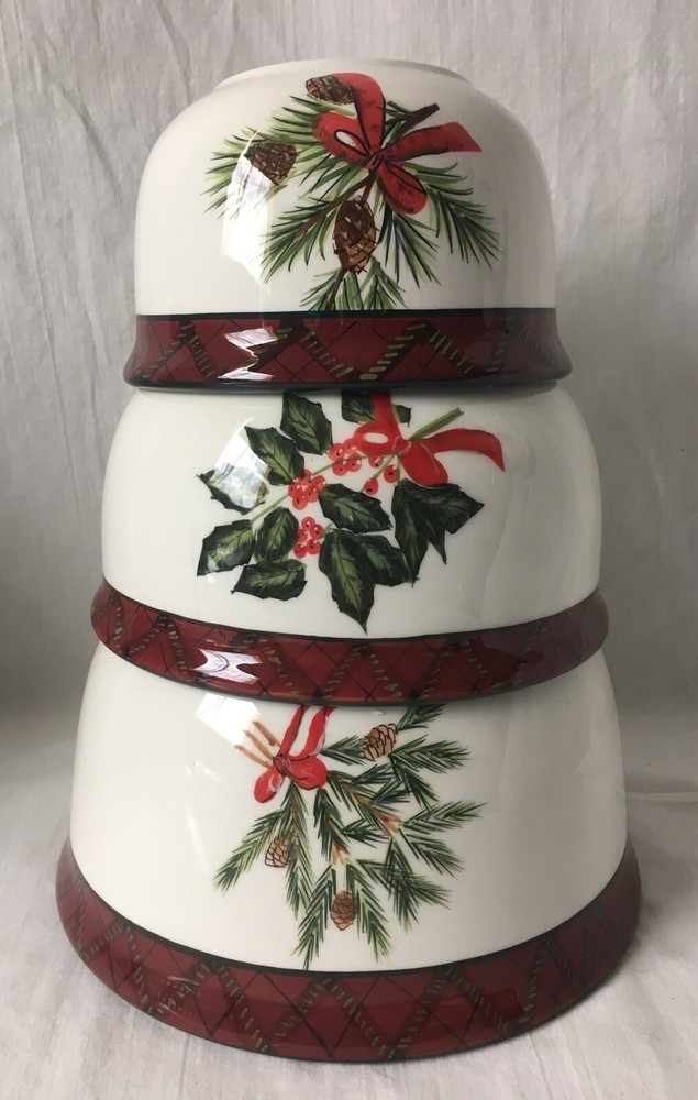 3-Piece Christmas Serving Bowl Set by David Carter Brown - Holiday Greens Home Accents-image