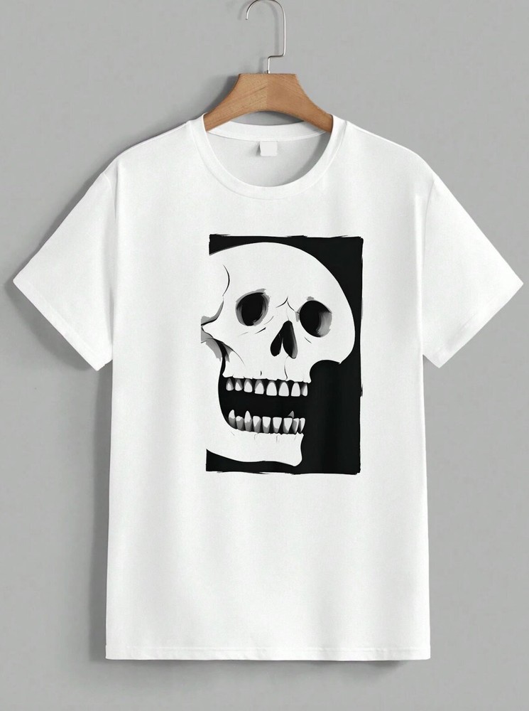 Skull Skeleton Graphic Tee Scary Horror Gothic Halloween Funny T-Shirt Unisex