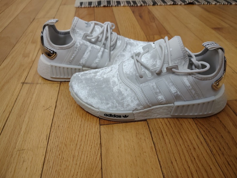 Size 10  Adidas NMD_R1 White Women's soft velvet  material