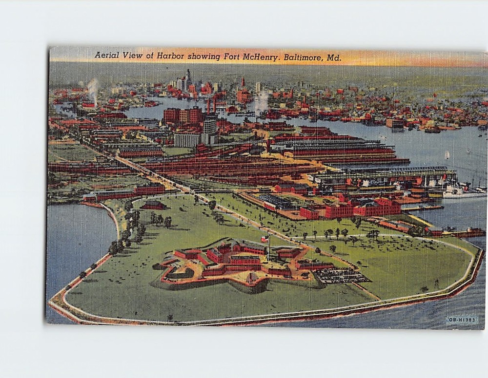 Postcard Aerial View of Harbor Baltimore Maryland USA