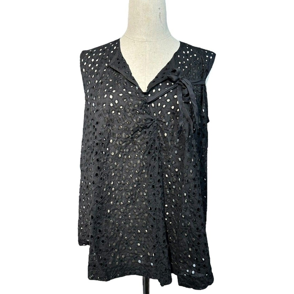 tricot COMME des GARCONS Cutwork Sleeveless Blouse Cotton Black 07AW