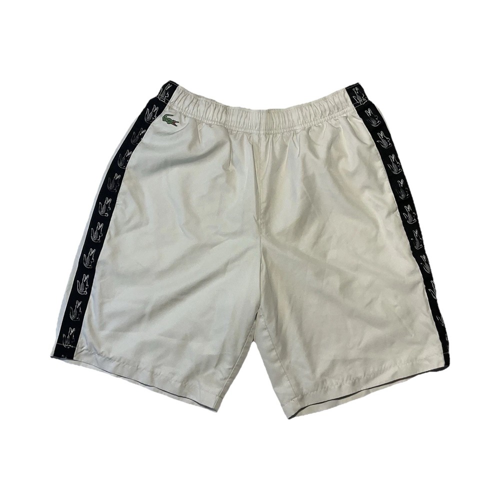 Lacoste Sport Men’s Athletic Shorts White Croc Logo Tape Size Medium