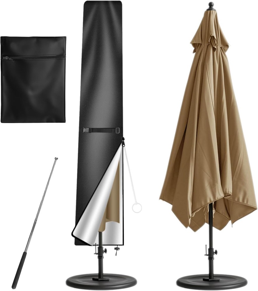 Neween Patio Umbrella Cover For 6'-9' Market Umbrella, Black