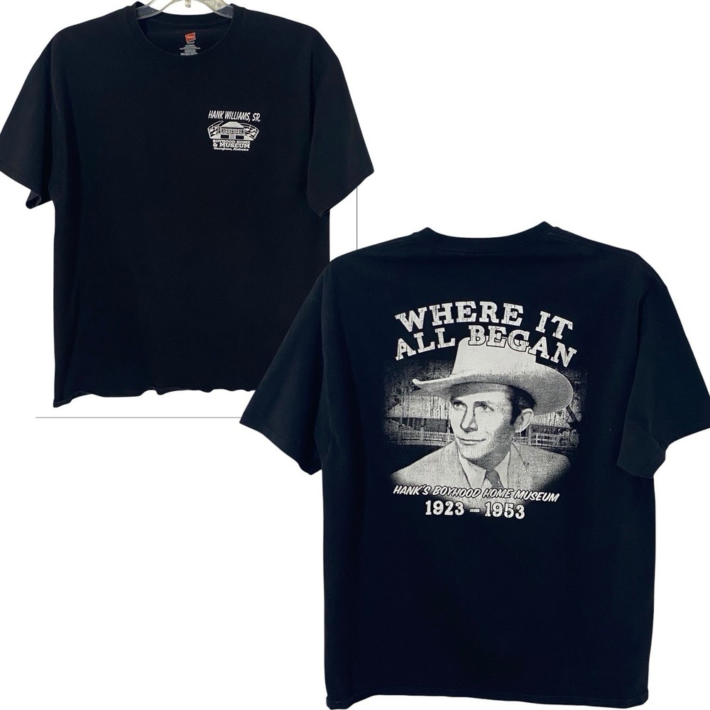 Hank Williams Sr BOYHOOD HOME & MUSEUM T-shirt Black XL Hanes Cotton MENS