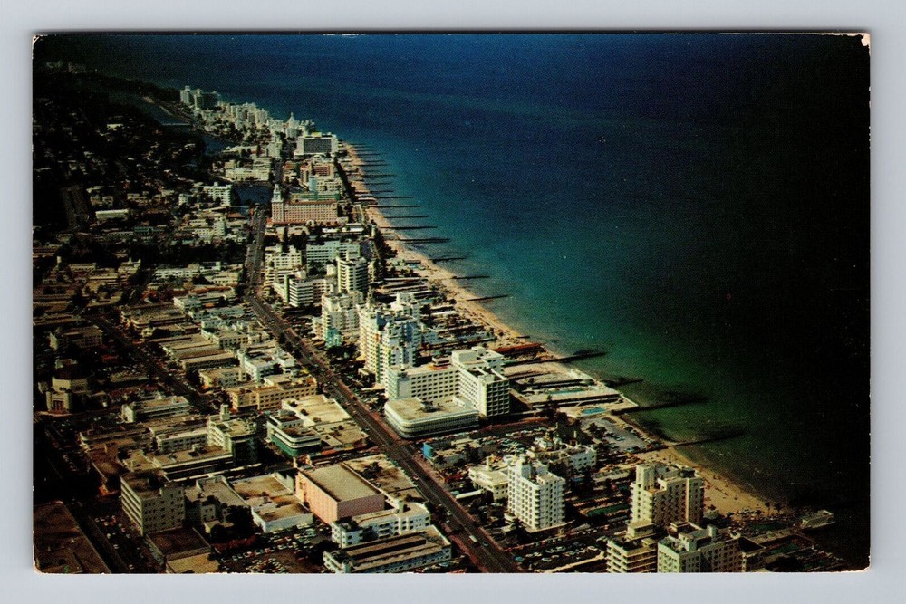 Florida FL Miami Beach Aerial Viee From 15th Street Vintage Postcard