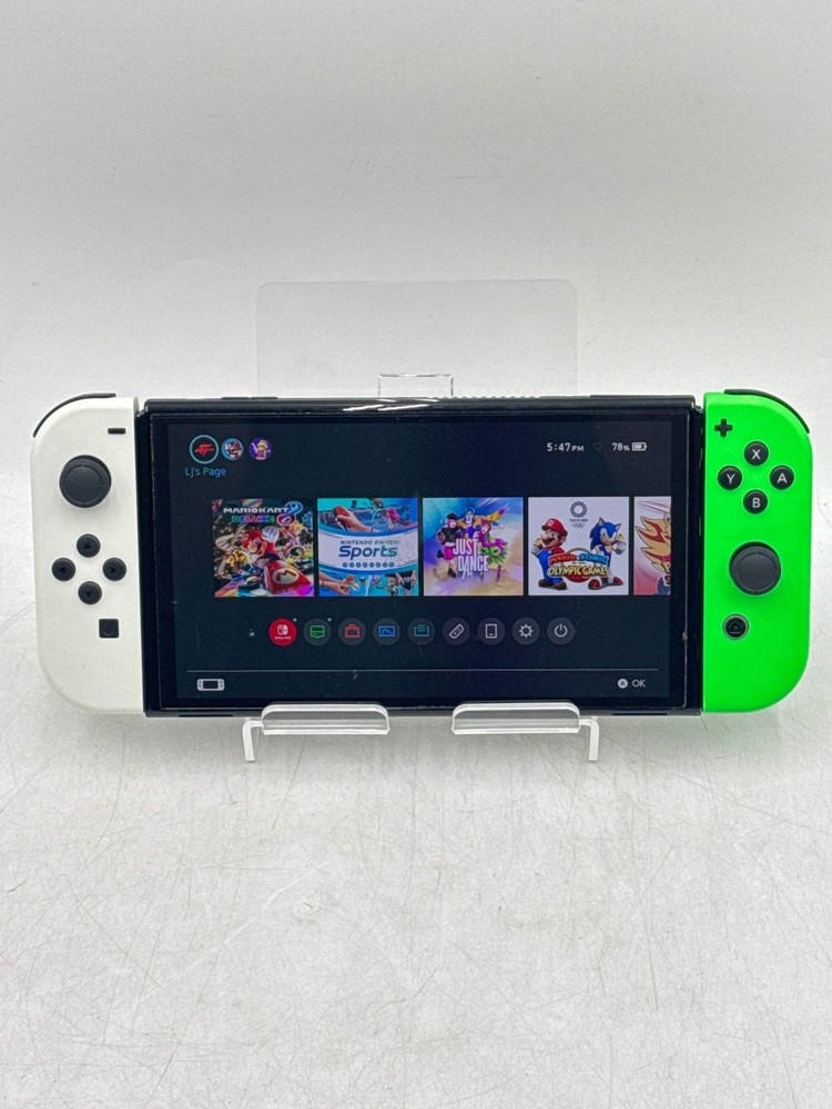 Nintendo Switch OLED Model HEG-001 Handheld Console w/ Green & White Joy Cons