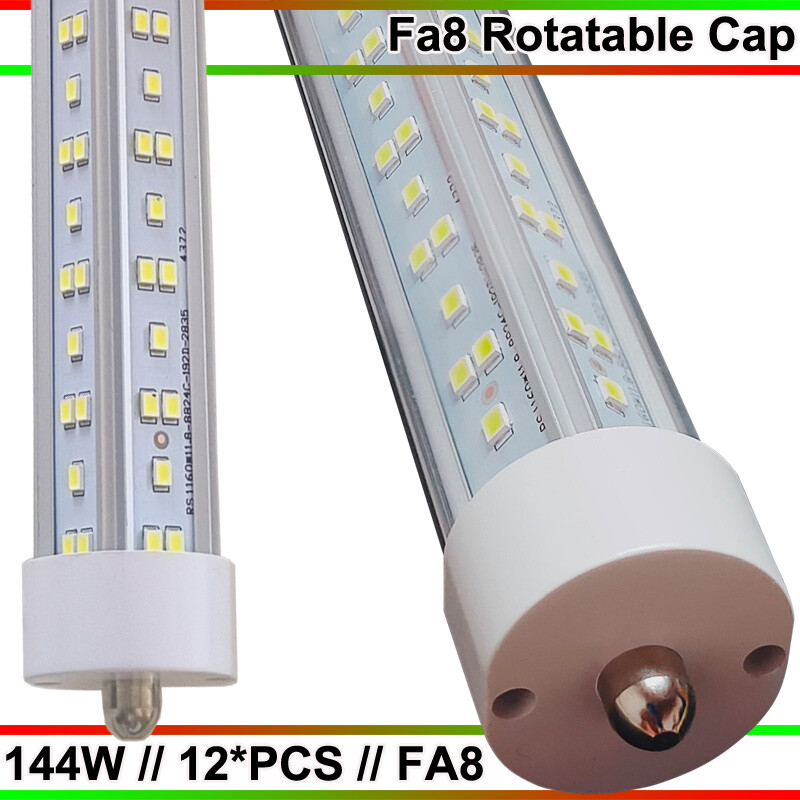 T8 8FT 144W LED Tube Lights 12 Pack 6500K Single Pin Shop Lighting  