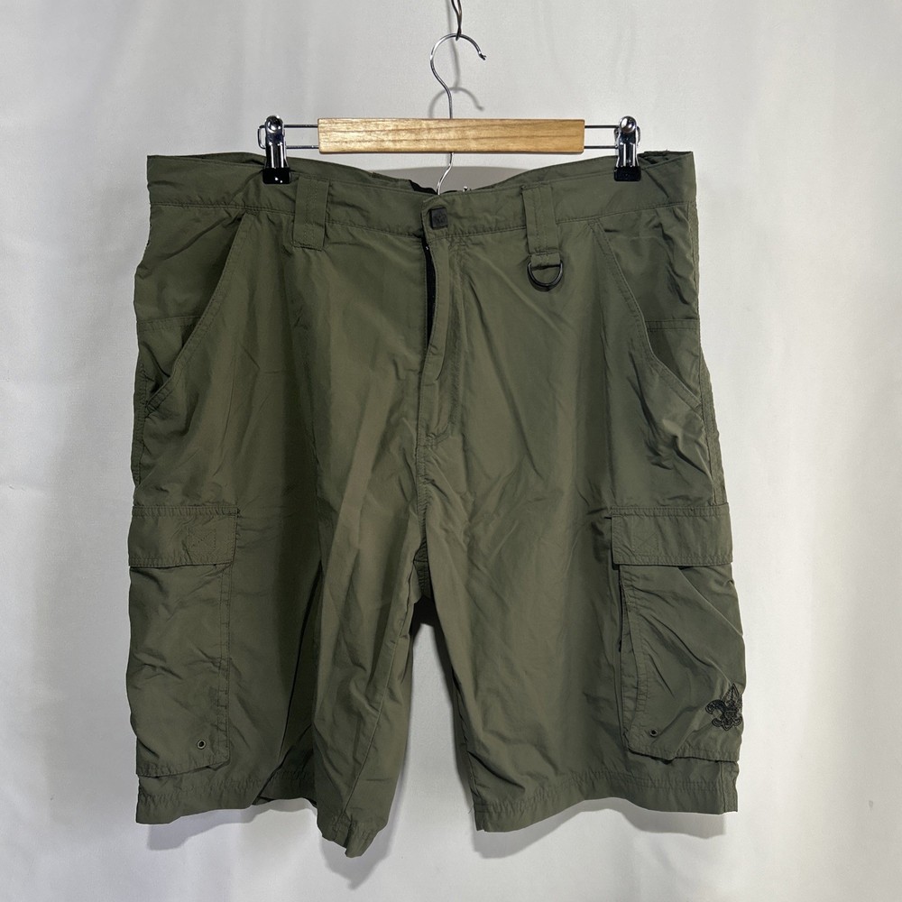 Boy Scouts Cargo Shorts Adult Size Large Green Nylon Centennial Uniform
