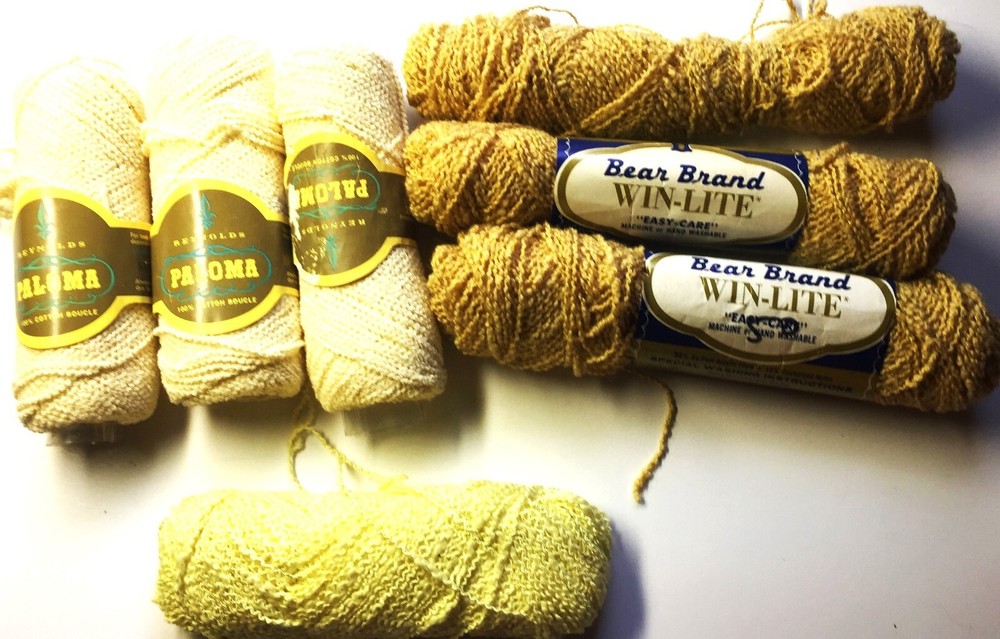 7 Vtg. Yarns 4- by Bear Brand Acrylic/Nylon & 3 by Paloma - 100% Cotton Boucle