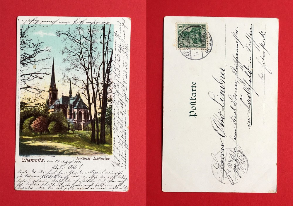 Postcard Chemnitz 1902 Petrikirche Schillerplatz (46827