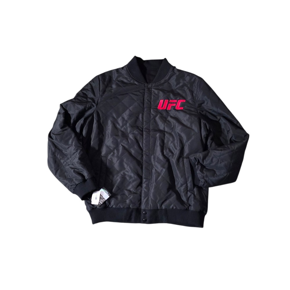 UFC Reversible Jacket Large Black Leather Wool Bomber NWT Rare Fight Gear