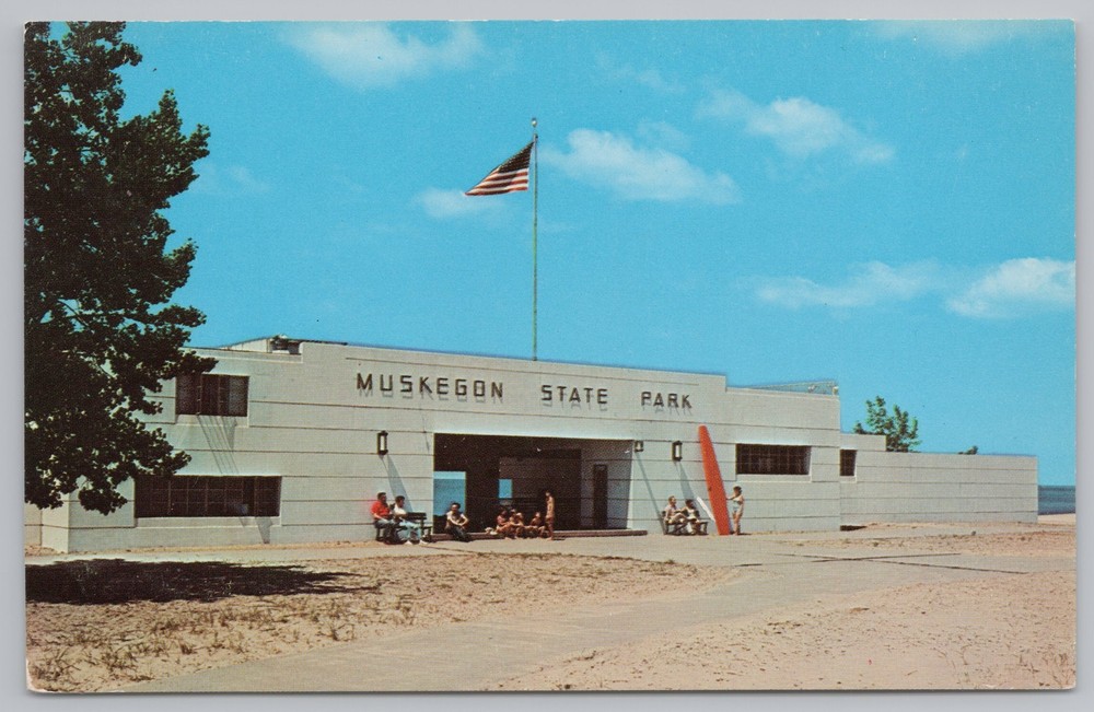 National & State Parks~Entrance to Shelter Muskegon Park~Vintage Postcard