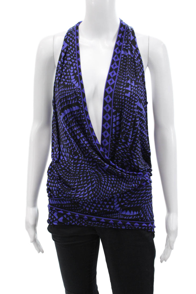 BCBG Max Azria Womens Deep V-Neck Sleeveless Blouse Dark Purple Size XSFree Shipping in US $100+ Orders | $6.95 Orders Below