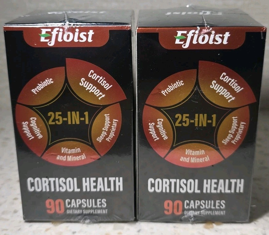 Efioist 25-in-1 Cortisol Support Supplement with Ashwagandha 90 Capsules Lot of 2 Exp 0227