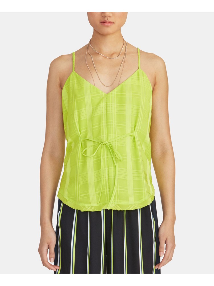 RACHEL ROY Womens Green Spaghetti Strap V Neck Tank Top Size: S