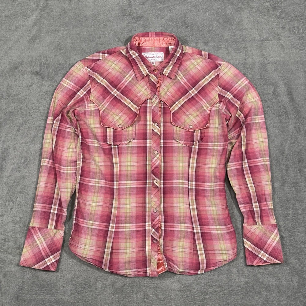 Panhandle Slim Western Shirt Womens S Pink Plaid Snap Button Y2K Cowgirl Rodeo