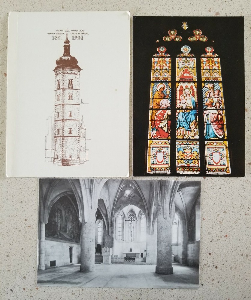 3 vintage Croatia St. Mark's Church in Zagreb postcards