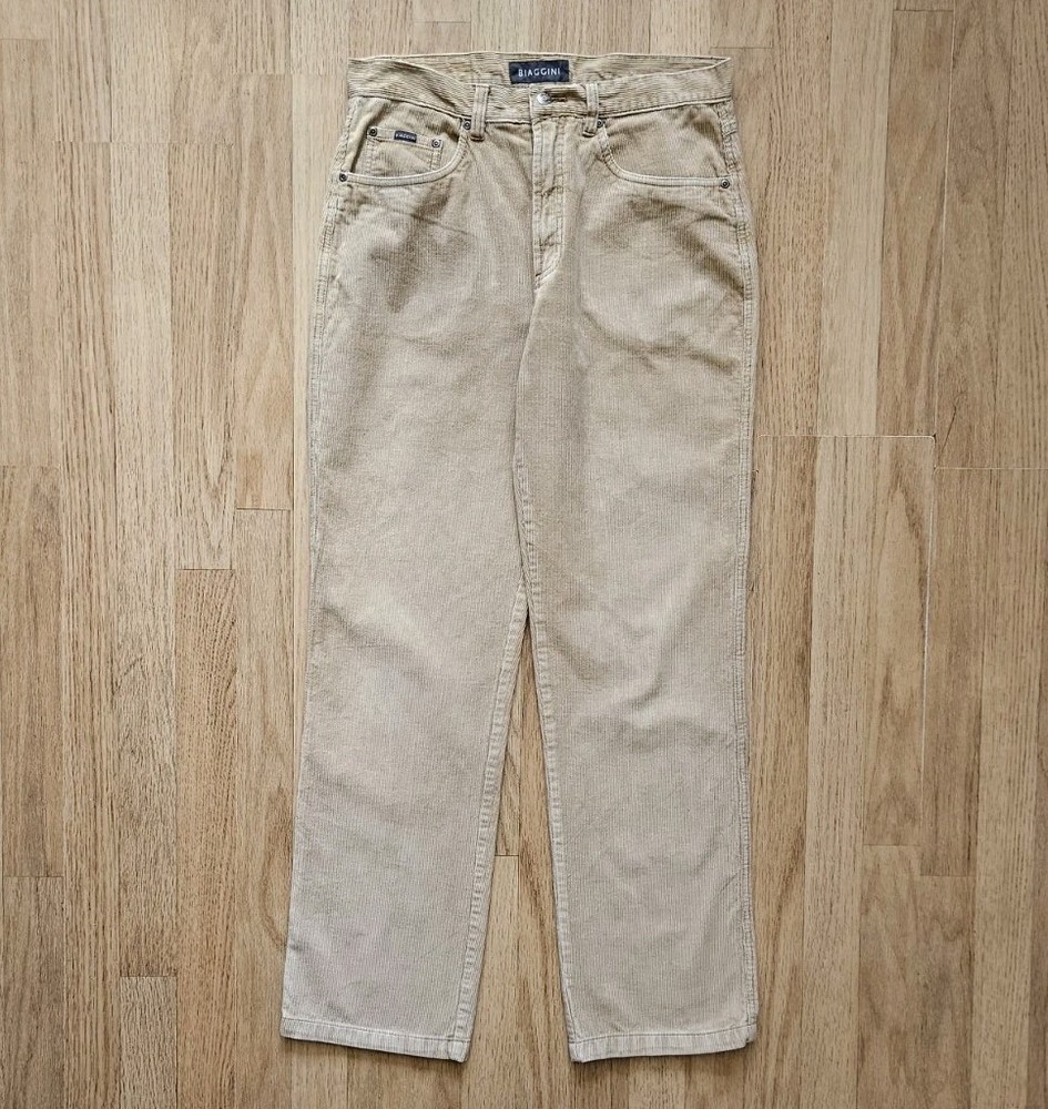 Beige Corduroy Straight Fit Men's Trousers Size W32 L33
