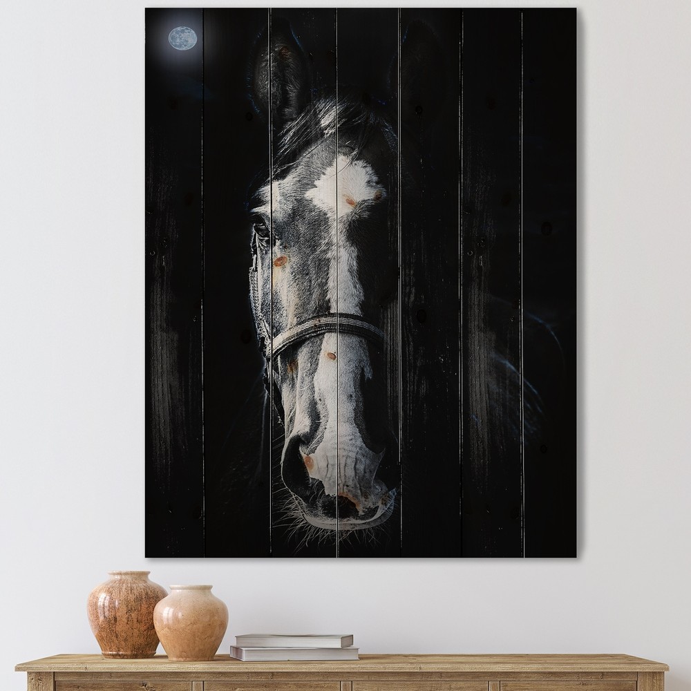 Designart 'Horse Staring Sinister' Farmhouse Print on