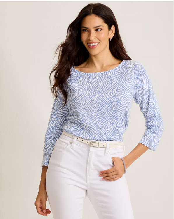 Tommy Bahama Ashby Isles Porto Fronds Bateau-Neck T-Shirt - French Blue (New)