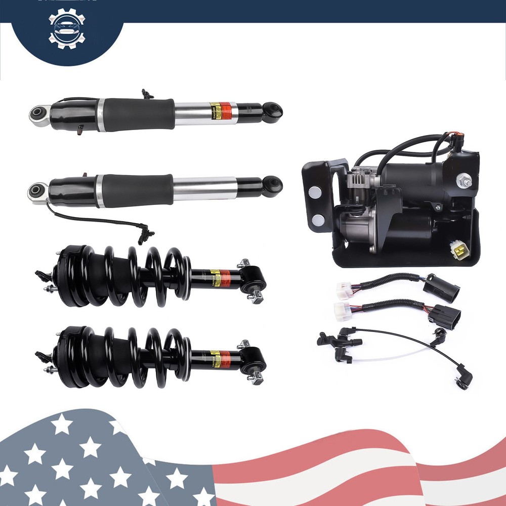 Front Strut Assys + Rear Shock Absorber + Compressor For Cadillac Escalade 15-20