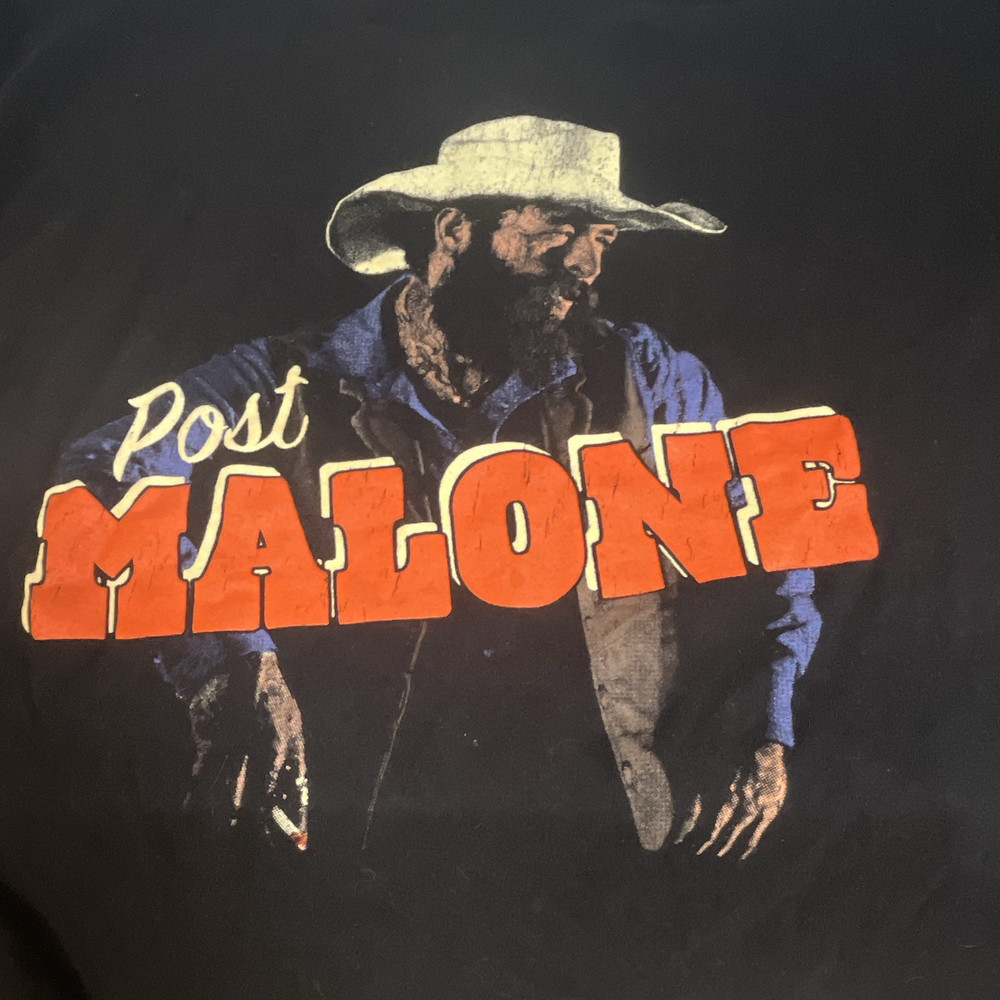 Men's Post Malone Graphic Print T-Shirt Black Short Sleeve Regular Fit Size L